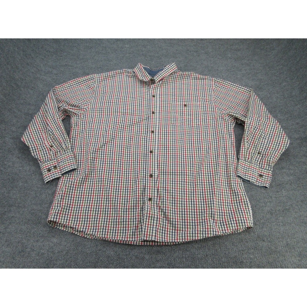 CE Schmidt Mens Button Down Shirt Regular Fit Red Blue Plaid Workwear 2X